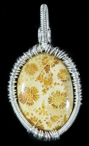 Million Year Old Fossil Coral Pendant - Sterling Silver #48489